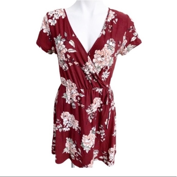 Derek Heart Burgundy Floral Dress
